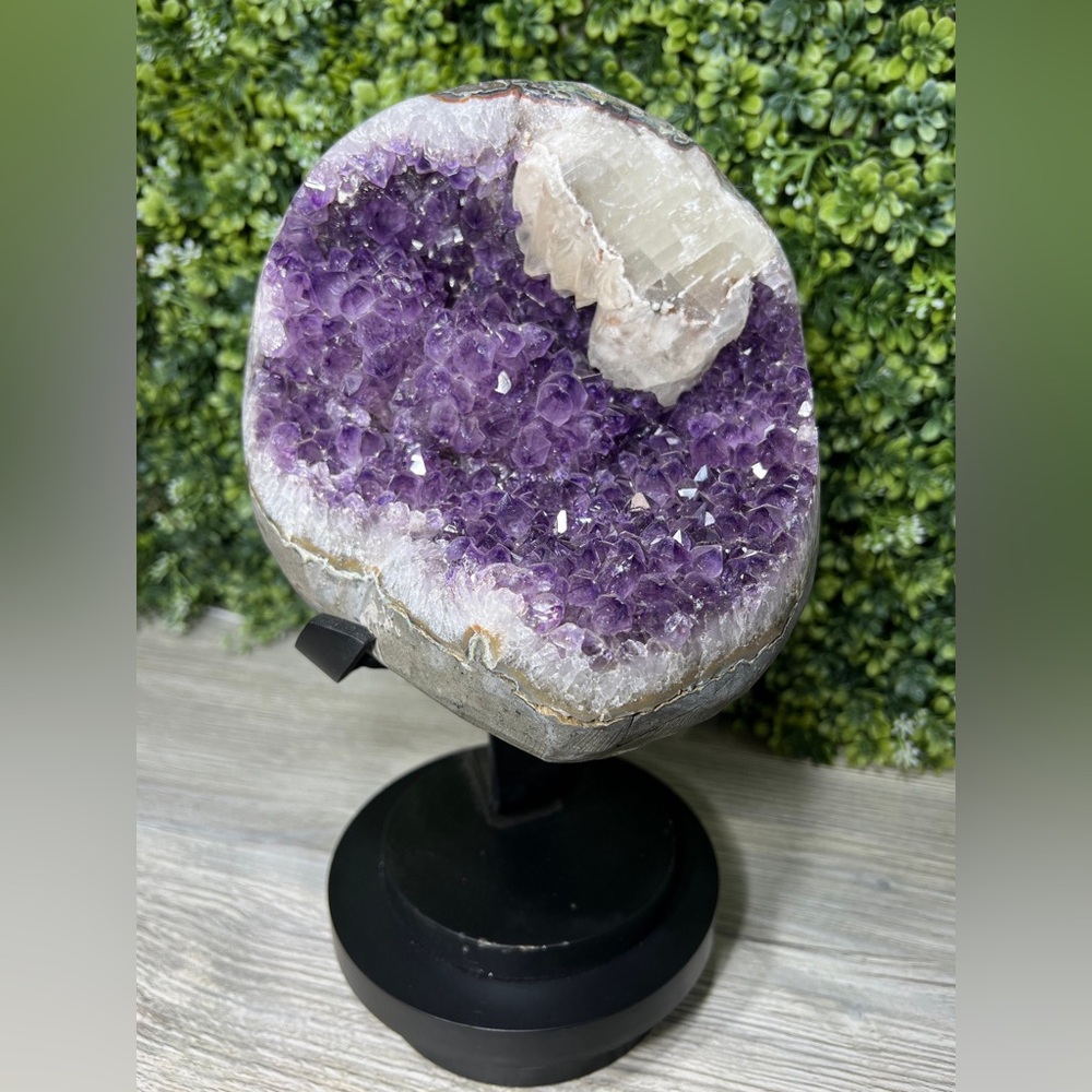 Stunning Amethyst On Stand, Chunky Calcite, Flower Formations With Phantoms!
